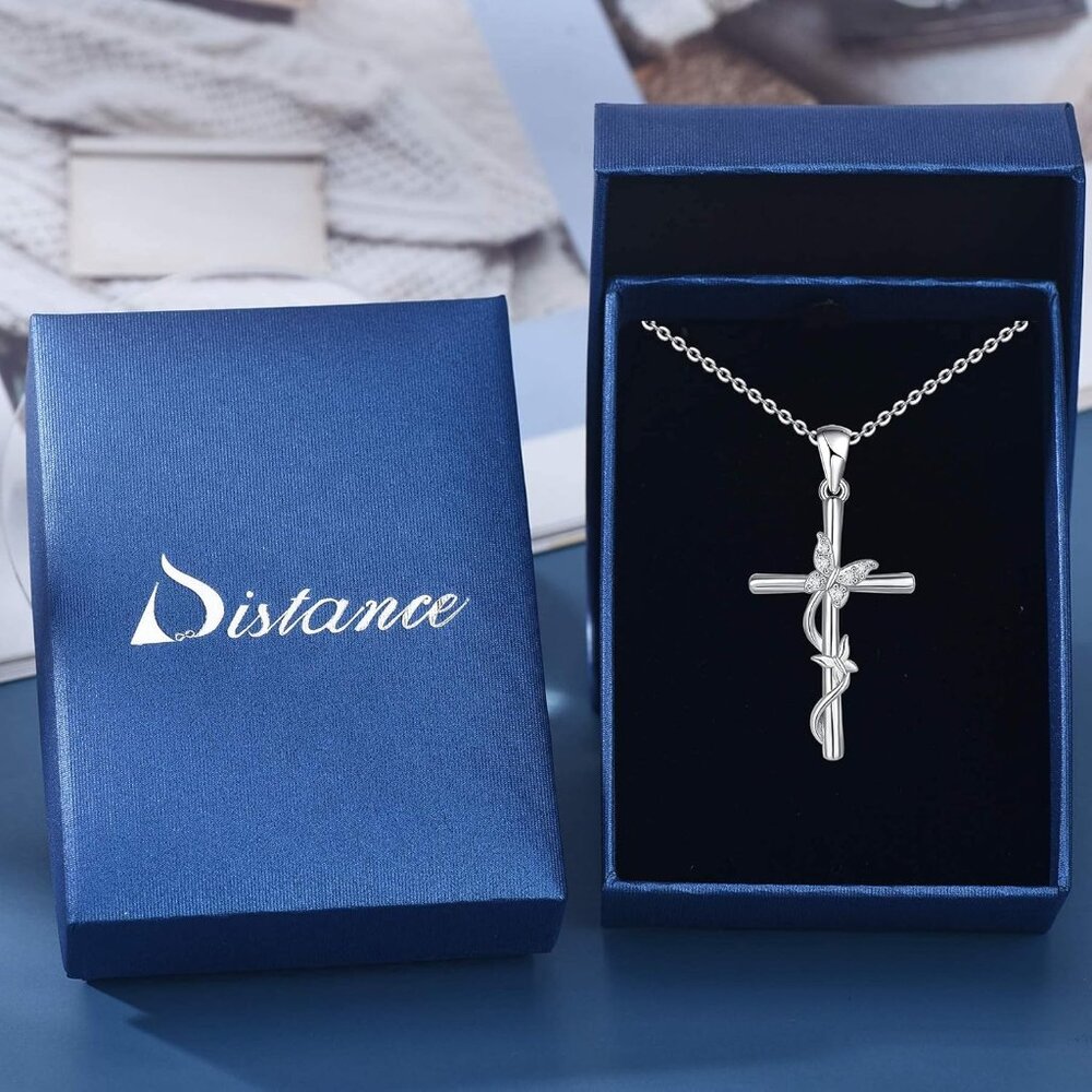 Cross Necklace for Women 925 Sterling Silver Jewelry Pendant Necklace for Mom Wi - Picture 4 of 6